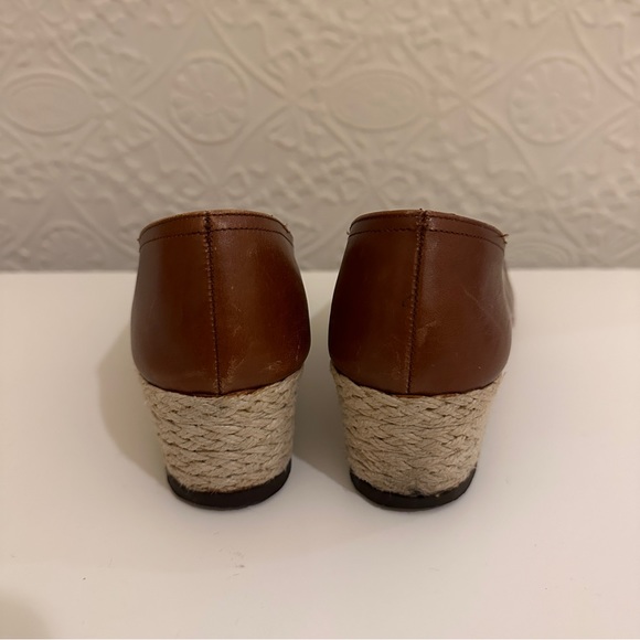 Vintage Ferragamo Espadrille Wedges 1950s 1960s Brown Leather, Size 36 Narrow - Picture 4 of 6